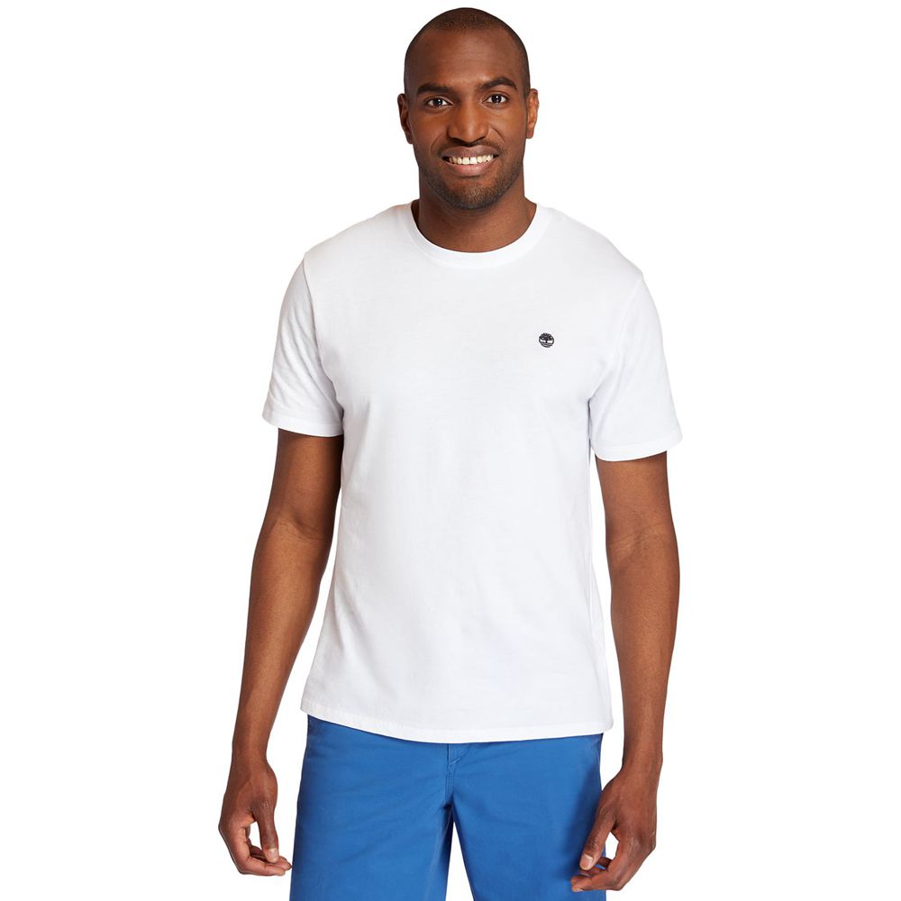 Camisetas Masculino - Timberland Embroidered Logo - KZMLY6198 - Branco